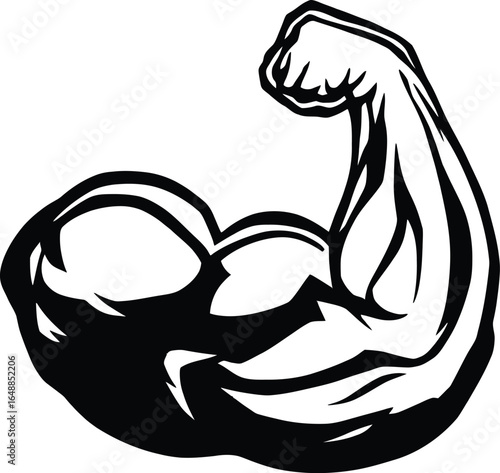Strong arm bicep muscle fitness gym bodybuilding workout exercise health vector illustration icon design