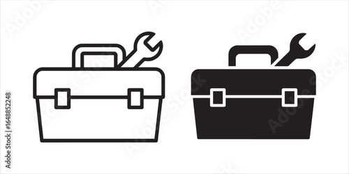 An essential tools icon a toolbox with a wrench, symbolizing maintenance, repair, and utility, for clear technical solutions.