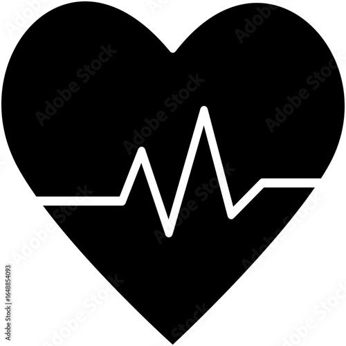 Heartbeat Icon, Patient Cardio Rhythm Symbol Vector Stock Illustration, Solid Icon Style Design. 