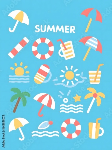 Vector icon with a cool summer theme