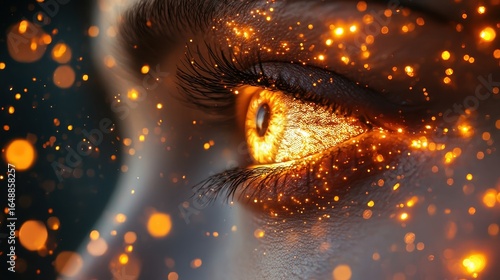 Two eyes, windows to the soul, shimmered with an ethereal glow under the soft, diffused light of a generative AI image, their depths hinting at a hidden world of creativity and imagination 