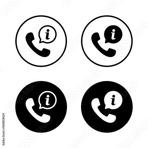 Phone call with info icon. Information hotline symbol. Customer service concept