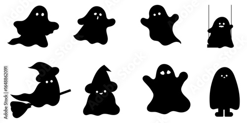 creepy ghost silhouette collection for halloween theme
