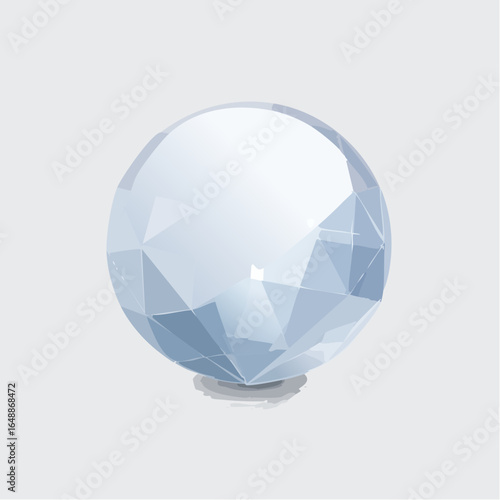 Sphère en verre, cristal, translucide, fond blanc