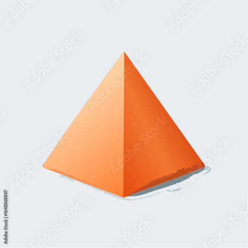 Pyramide orange en 3D, sur fond blanc