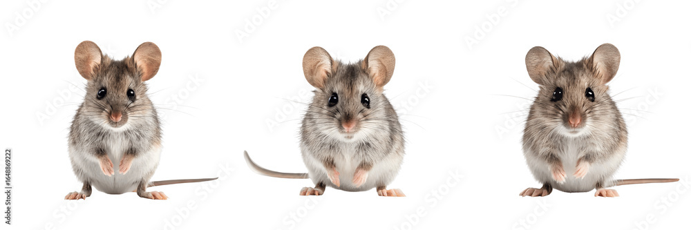 Set For adorable mice isolated on transparent background looking directly at the camera Set For adorable mice isolated on transparent background looking directly at the camera