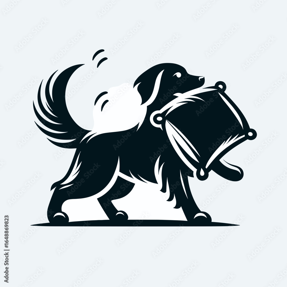 Obraz premium Golden Retriever Dog Playful Pillow. Cartoon Animal Clipart Silhouette Vector Illustration Line Art Illustration. Canine pal fun cushion yellow fur breed active nap bolster.