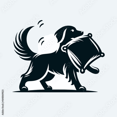 Golden Retriever Dog Playful Pillow. Cartoon Animal Clipart Silhouette Vector Illustration Line Art Illustration. Canine pal fun cushion yellow fur breed active nap bolster.