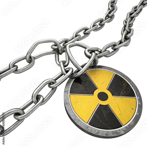 Secure radioactive symbol chained tightly, representing containment and danger awareness