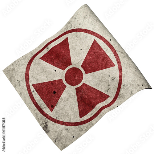 Vintage radioactive hazard symbol weathered grunge texture warning sign