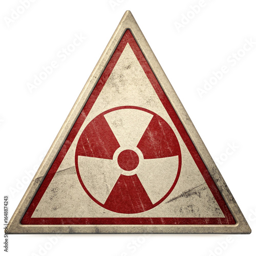 Warning radioactive hazard symbol grunge triangular caution sign danger alert danger warning
