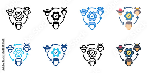 Diversity Integration icon set multiple style collection 
