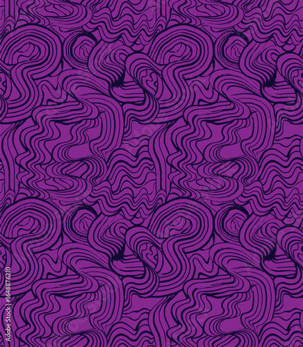 Dark Waves Vector Seamless Pattern Design. Hand Drawing Pattern