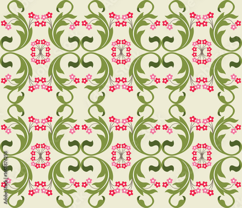 Traditional flowers ornament seamless pattern design.