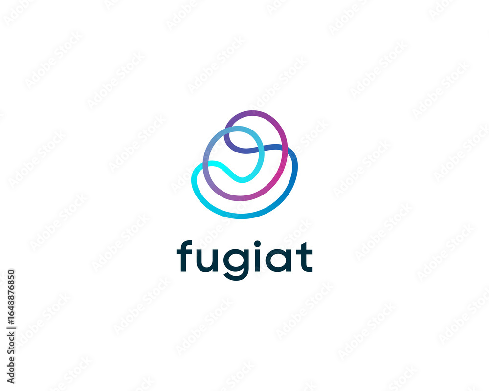 Fototapeta premium Abstract gradient circles, rings, lines logo design template. Creative colorful spiral, spin logotype.