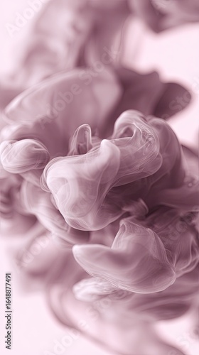 Abstract swirls of mauve ink in liquid