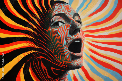 Art poster of a singing woman