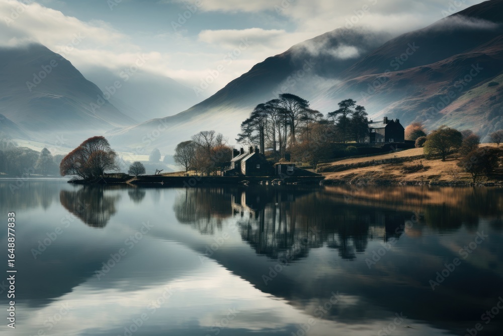 Fototapeta premium Lake district architecture landscape outdoors.
