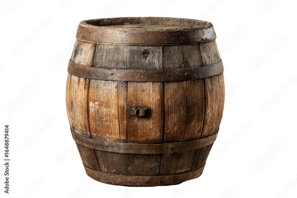 Obraz premium Aged wooden barrel, front view