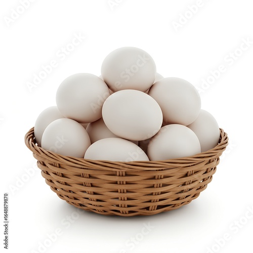 Wallpaper Mural Realistic Wicker Basket Filled with White Eggs Isolated on Transparent Background Image Torontodigital.ca