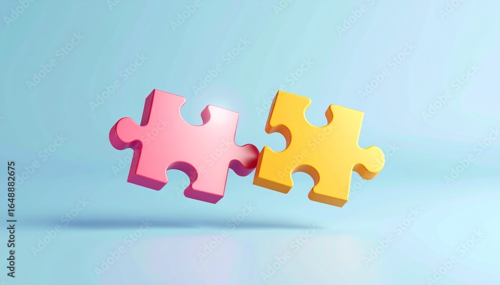Fototapeta premium Anime-style 3D puzzle sculpture symbolizing communication 
