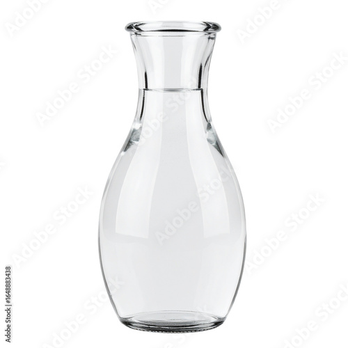 Elegant Glass Carafe Isolated On White Background: A sleek, transparent glass carafe stands empty, its curves and contours reflecting the purity of its design and potential for refreshment.