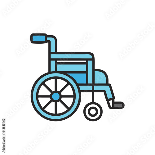Wheelchair in blue color design for healthcare concept  