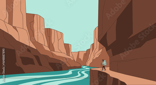 Adventure In The Grand Canyon Featuring A Lone Hiker On A Trail