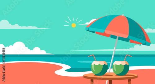 A Tropical Beach Getaway with Coconut Drinks and Relaxing Under the Shade