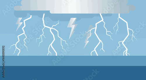 Abstract Thunderstorm Illustration Over Sea During Severe Weather Condition