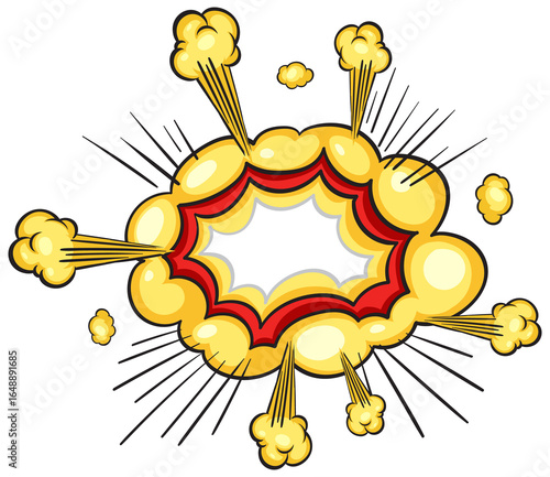 Colorful comic explosion burst with smoke and dynamic lines illustration