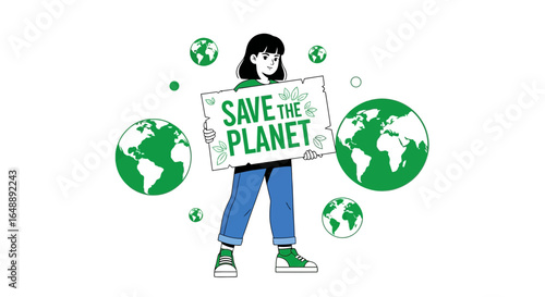 Activism For Global Well Being Young Woman Advocating For Environmental Protection