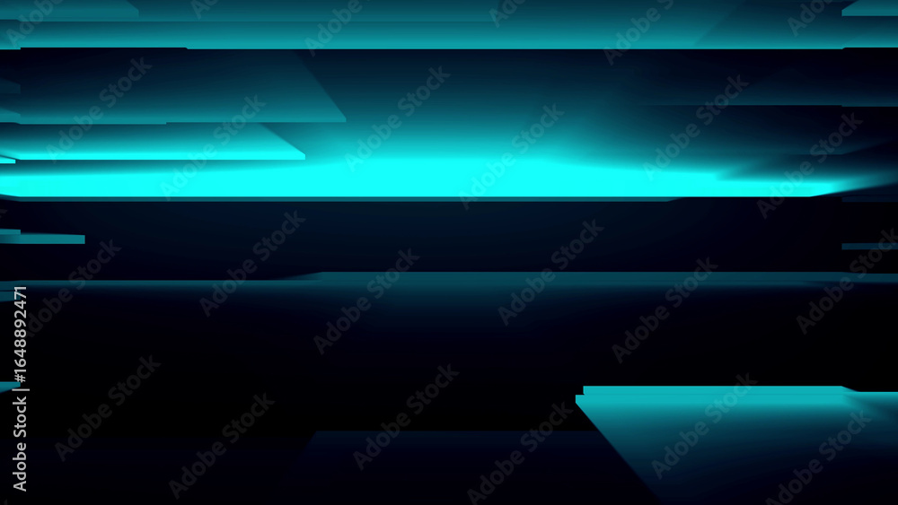 Fototapeta premium Cyan Geometric Shapes on Dark Background abstract