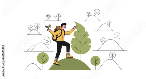 Adventurous Hiker Connecting With Nature During An Inspiring Outdoor Excursion