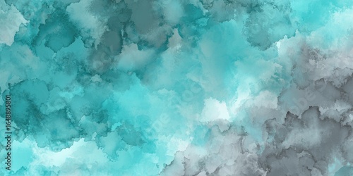 Abstract watercolor wash in teal and gray