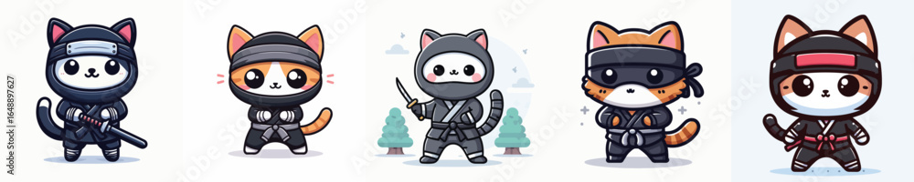 Fototapeta premium ninja costume cat vector