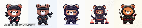 ninja costume bear vector