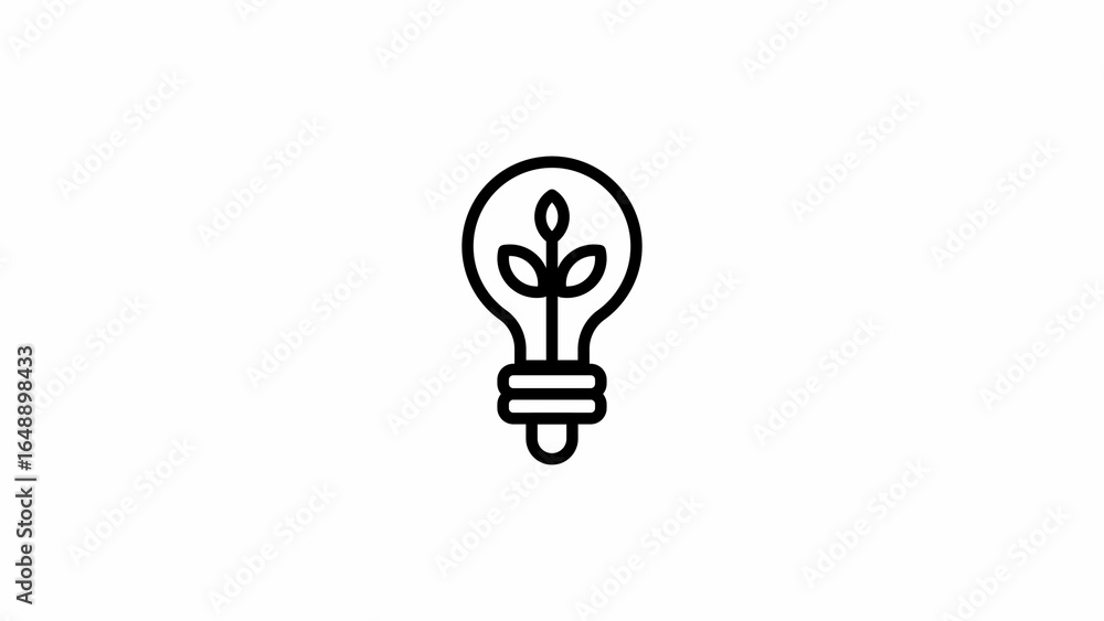 Light Bulb with Growing Plant Icon on White sprout Light Bulb with Growing Plant Icon on White sprout