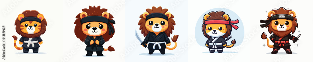 Fototapeta premium lion vector in ninja costume