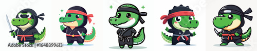 crocodile vector in ninja costume