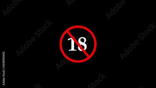 Free Download Prohibition symbol with number 18 on black background - GFXLoad