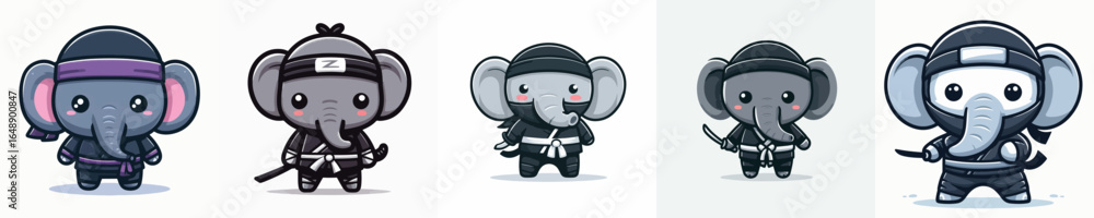 Naklejka premium elephant vector in ninja costume