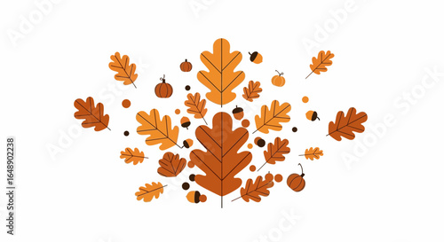 Autumnal Array Of Oak Leaves And Gourds For Seasonal Decorations Design
