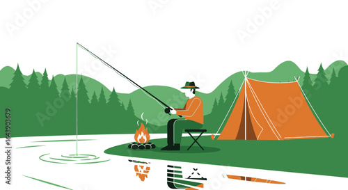 Angler's Retreat At Camp A Moment Of Outdoor Solitude By The Riverside