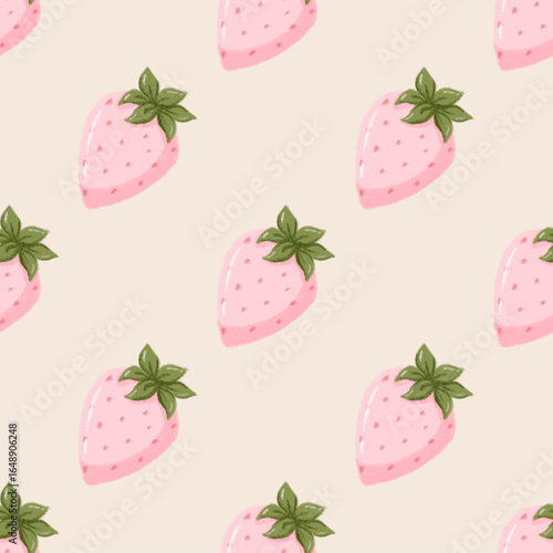 Simple Pink Strawberry Seamless Pattern Background