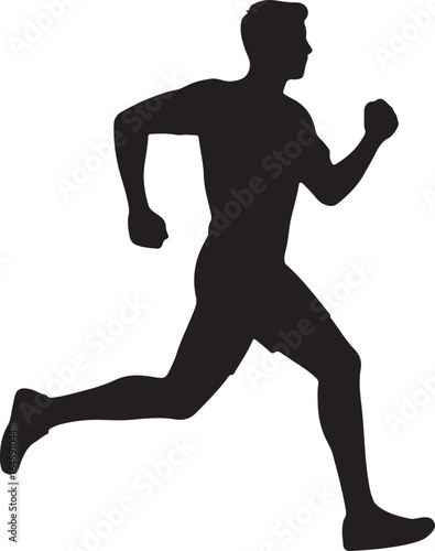 silhouette of a man running. Dynamic Silhouette of a Man Jogging: Active, Healthy Lifestyle Illustration