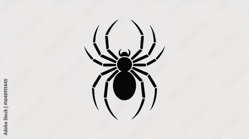 Obraz premium Striking Black Spider Silhouette with Detailed Leg Structure and Oval Body Shape against a Clean White Background Perfect for Halloween and Horror Themes