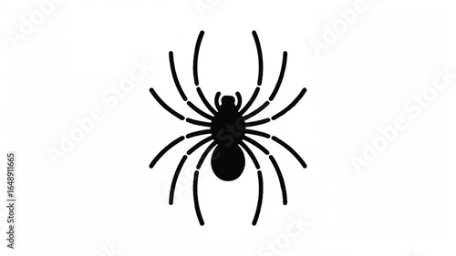 Stylized Black Spider Silhouette on White Background for Halloween and Arachnid Designs a Classic Halloween Symbol with Eight Legs and Simple Yet Effective Art