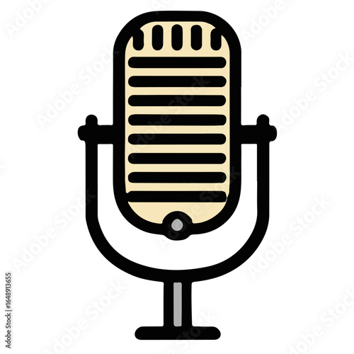 노란색 포인트의 마이크 아이콘 일러스트