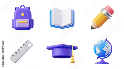 Vibrant school supplies collection for education and learning, sparking creativity and knowledge